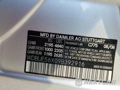 Zdjęcie 12 z 12 samochodu: 2009 MERCEDES-BENZ E 350 VIN:WDBUF56X09B392916 - miniatura