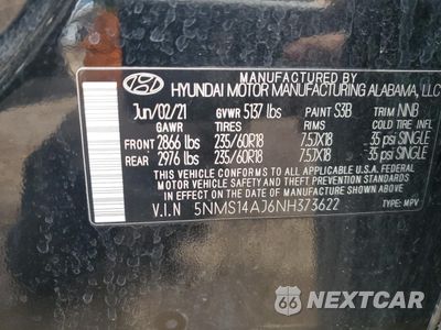 Zdjęcie 12 z 13 samochodu: 2022 HYUNDAI SANTA FE SE VIN:5NMS14AJ6NH373622 - miniatura