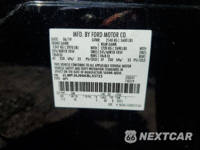 Zdjęcie 13 z 14 samochodu: 2019 LINCOLN NAUTILUS VIN:2LMPJ6J99KBL53723 - miniatura