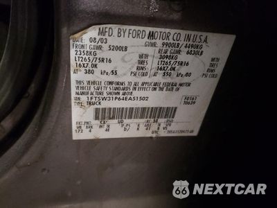 Zdjęcie 12 z 12 samochodu: 2004 FORD F350 SRW SUPER DUTY VIN:1FTSW31P64EA51502 - miniatura