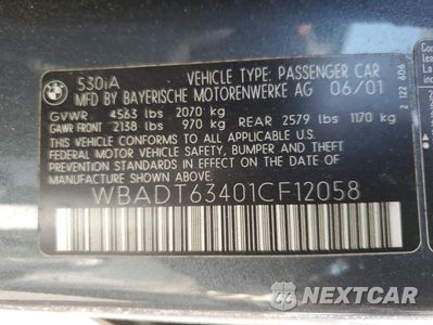 Zdjęcie 12 z 12 samochodu: 2001 BMW 530 I AUTOMATIC VIN:WBADT63401CF12058 - miniatura