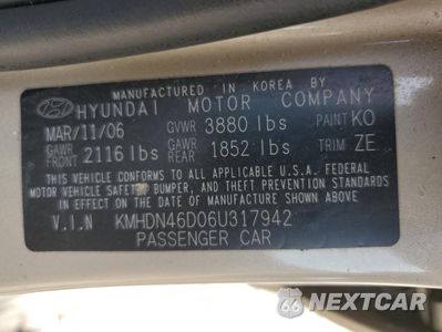Zdjęcie 13 z 15 samochodu: 2006 HYUNDAI ELANTRA GLS VIN:KMHDN46D06U317942 - miniatura