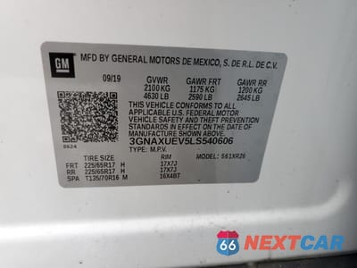 Zdjęcie 13 z 13 samochodu: 2020 CHEVROLET EQUINOX LT VIN:3GNAXUEV5LS540606 - miniatura