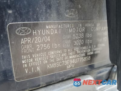 Zdjęcie 13 z 13 samochodu: 2004 HYUNDAI SANTA FE GLS VIN:KM8SC73E94U775858 - miniatura