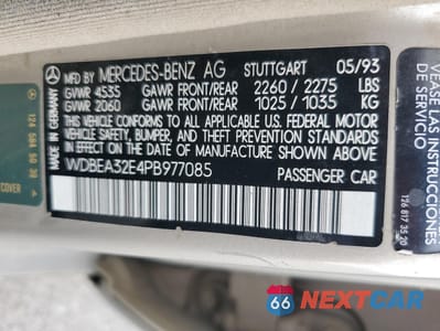 Zdjęcie 12 z 12 samochodu: 1993 MERCEDES-BENZ 300 E VIN:WDBEA32E4PB977085 - miniatura