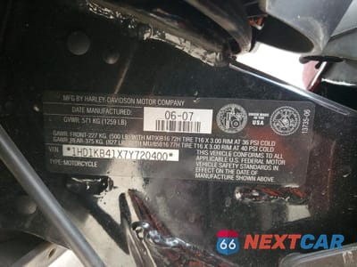 Zdjęcie 9 z 9 samochodu: 2007 HARLEY-DAVIDSON FLHX VIN:1HD1KB41X7Y720400 - miniatura