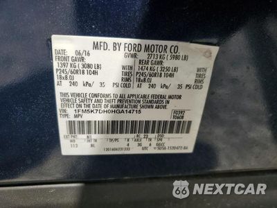 Zdjęcie 13 z 13 samochodu: 2017 FORD EXPLORER XLT VIN:1FM5K7DH0HGA14715 - miniatura