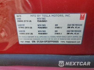 Zdjęcie 13 z 13 samochodu: 2013 TESLA MODEL S VIN:5YJSA1DP3DFP09905 - miniatura