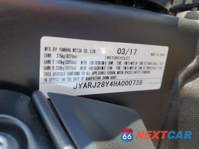 Zdjęcie 9 z 10 samochodu: 2017 YAMAHA YZFR6 C VIN:JYARJ28Y4HA000739 - miniatura