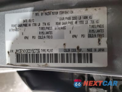 Zdjęcie 12 z 12 samochodu: 2012 MAZDA MAZDA2 VIN:JM1DE1KY2C0150739 - miniatura