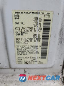 Zdjęcie 13 z 13 samochodu: 2012 NISSAN NV 2500 VIN:1N6BF0LY6CN118163 - miniatura
