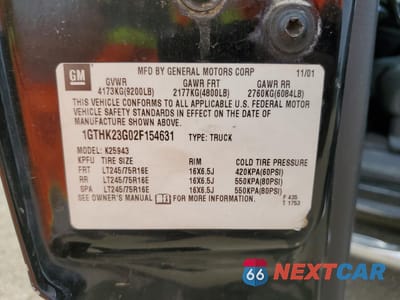 Zdjęcie 12 z 12 samochodu: 2002 GMC SIERRA K2500 HEAVY DUTY VIN:1GTHK23G02F154631 - miniatura