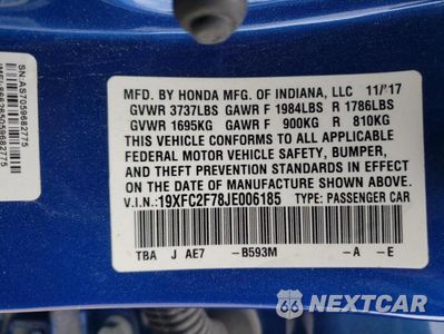 Zdjęcie 13 z 13 samochodu: 2018 HONDA CIVIC EX VIN:19XFC2F78JE006185 - miniatura