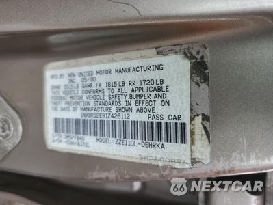 Zdjęcie 14 z 14 samochodu: 2001 TOYOTA COROLLA CE VIN:1NXBR12E91Z426112 - miniatura