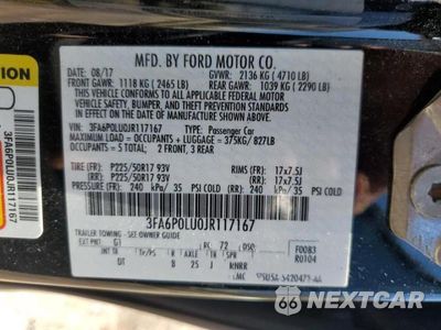 Zdjęcie 12 z 12 samochodu: 2018 FORD FUSION SE HYBRID VIN:3FA6P0LU0JR117167 - miniatura