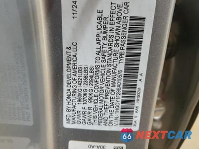 Zdjęcie 12 z 12 samochodu: 2025 HONDA ACCORD LX VIN:1HGCY1F29SA010576 - miniatura