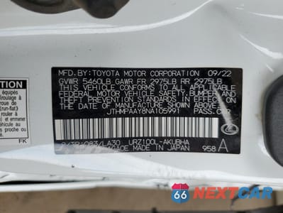 Zdjęcie 13 z 13 samochodu: 2022 LEXUS LC 500 VIN:JTHMPAAY8NA105991 - miniatura