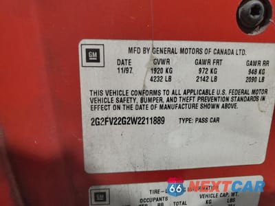 Zdjęcie 14 z 14 samochodu: 1998 PONTIAC FIREBIRD FORMULA VIN:2G2FV22G2W2211889 - miniatura