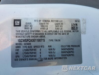 Zdjęcie 13 z 13 samochodu: 2014 CHEVROLET EXPRESS G2500 VIN:1GCWGFCA3E1190715 - miniatura