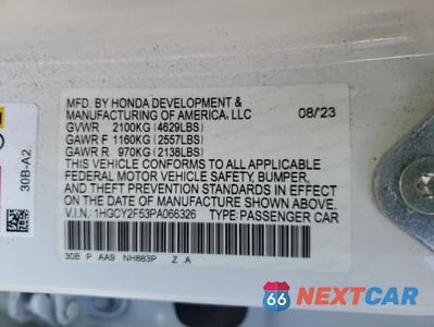 Zdjęcie 12 z 12 samochodu: 2023 HONDA ACCORD HYBRID SPORT VIN:1HGCY2F53PA066326 - miniatura