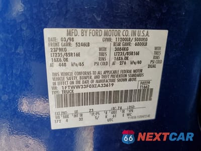 Zdjęcie 14 z 14 samochodu: 1999 FORD F350 SUPER DUTY VIN:1FTWW33F0XEA33619 - miniatura