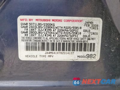 Zdjęcie 13 z 13 samochodu: 2008 MITSUBISHI OUTLANDER XLS VIN:JA4MS41X78Z014137 - miniatura