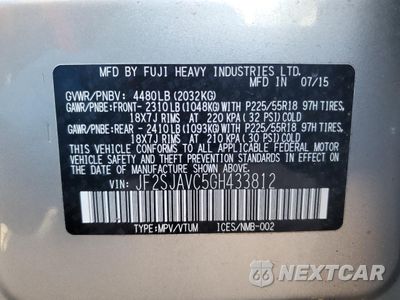 Zdjęcie 13 z 13 samochodu: 2016 SUBARU FORESTER 2.5I TOURING VIN:JF2SJAVC5GH433812 - miniatura