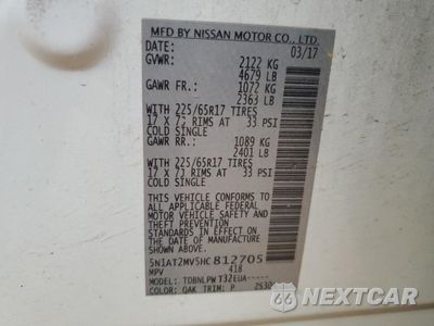 Zdjęcie 13 z 13 samochodu: 2017 NISSAN ROGUE SV VIN:5N1AT2MV5HC812705 - miniatura