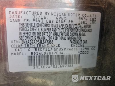 Zdjęcie 14 z 15 samochodu: 2018 NISSAN SENTRA S VIN:3N1AB7AP5JL647388 - miniatura