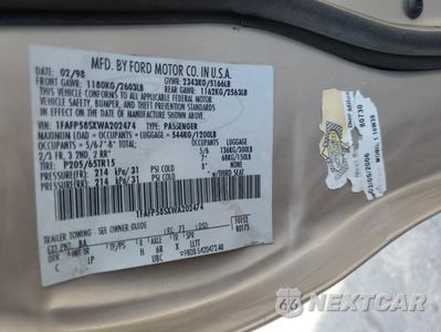 Zdjęcie 12 z 12 samochodu: 1998 FORD TAURUS SE COMFORT VIN:1FAFP58SXWA202474 - miniatura