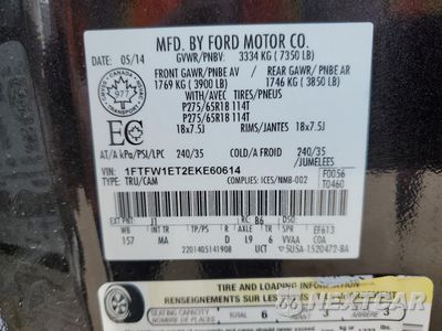 Zdjęcie 12 z 12 samochodu: 2014 FORD F150 SUPERCREW VIN:1FTFW1ET2EKE60614 - miniatura
