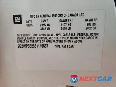 Zdjęcie 13 z 13 samochodu: 2006 PONTIAC GRAND PRIX VIN:2G2WP552561110637 - miniatura