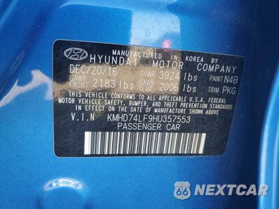 Zdjęcie 12 z 14 samochodu: 2017 HYUNDAI ELANTRA SE VIN:KMHD74LF9HU357553 - miniatura