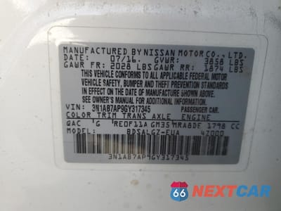 Zdjęcie 12 z 12 samochodu: 2016 NISSAN SENTRA S VIN:3N1AB7AP9GY317345 - miniatura