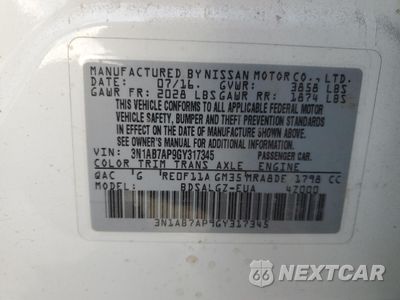 Zdjęcie 12 z 12 samochodu: 2016 NISSAN SENTRA S VIN:3N1AB7AP9GY317345 - miniatura