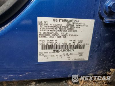 Zdjęcie 12 z 12 samochodu: 2021 FORD ECOSPORT SE VIN:MAJ6S3GL6MC424976 - miniatura