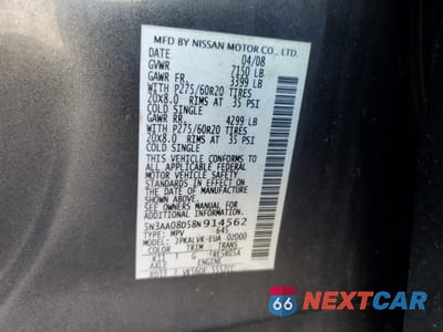 Zdjęcie 15 z 15 samochodu: 2008 INFINITI QX56 VIN:5N3AA08D58N914562 - miniatura