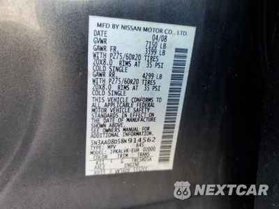 Zdjęcie 15 z 15 samochodu: 2008 INFINITI QX56 VIN:5N3AA08D58N914562 - miniatura