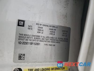 Zdjęcie 12 z 12 samochodu: 2011 CHEVROLET MALIBU 1LT VIN:1G1ZC5E11BF152861 - miniatura