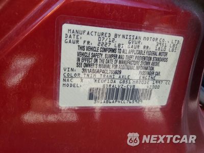 Zdjęcie 12 z 14 samochodu: 2012 NISSAN SENTRA 2.0 VIN:3N1AB6AP4CL765929 - miniatura
