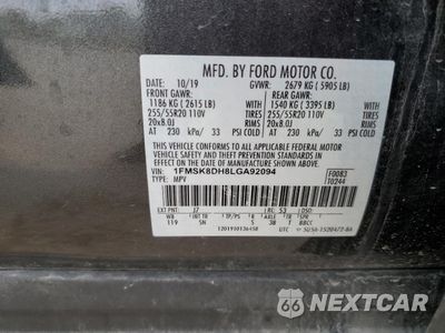 Zdjęcie 15 z 16 samochodu: 2020 FORD EXPLORER XLT VIN:1FMSK8DH8LGA92094 - miniatura