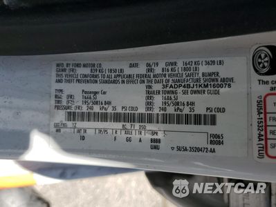 Zdjęcie 12 z 13 samochodu: 2019 FORD FIESTA SE VIN:3FADP4BJ1KM160078 - miniatura