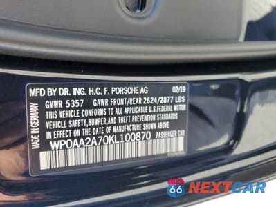 Zdjęcie 13 z 15 samochodu: 2019 PORSCHE PANAMERA BASE VIN:WP0AA2A70KL100870 - miniatura