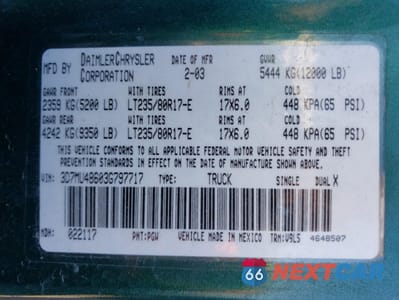 Zdjęcie 14 z 14 samochodu: 2003 DODGE RAM 3500 ST VIN:3D7MU48603G797717 - miniatura
