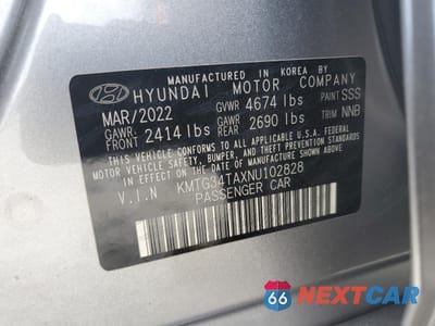 Zdjęcie 12 z 12 samochodu: 2022 GENESIS G70 BASE VIN:KMTG34TAXNU102828 - miniatura