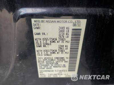 Zdjęcie 13 z 13 samochodu: 2011 NISSAN XTERRA OFF ROAD VIN:5N1AN0NW1BC524905 - miniatura