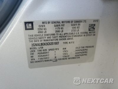 Zdjęcie 13 z 13 samochodu: 2012 CHEVROLET EQUINOX LS VIN:2GNALBEK3C6251907 - miniatura
