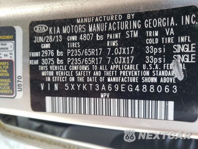 Zdjęcie 13 z 13 samochodu: 2014 KIA SORENTO LX VIN:5XYKT3A69EG488063 - miniatura
