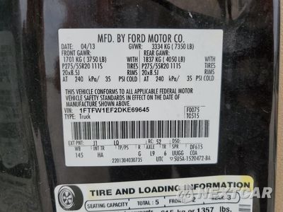 Zdjęcie 14 z 14 samochodu: 2013 FORD F150 SUPERCREW VIN:1FTFW1EF2DKE69645 - miniatura