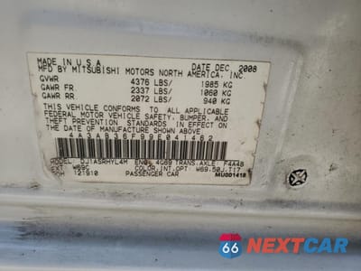 Zdjęcie 14 z 14 samochodu: 2009 MITSUBISHI GALANT ES VIN:4A3AB36F99E041462 - miniatura